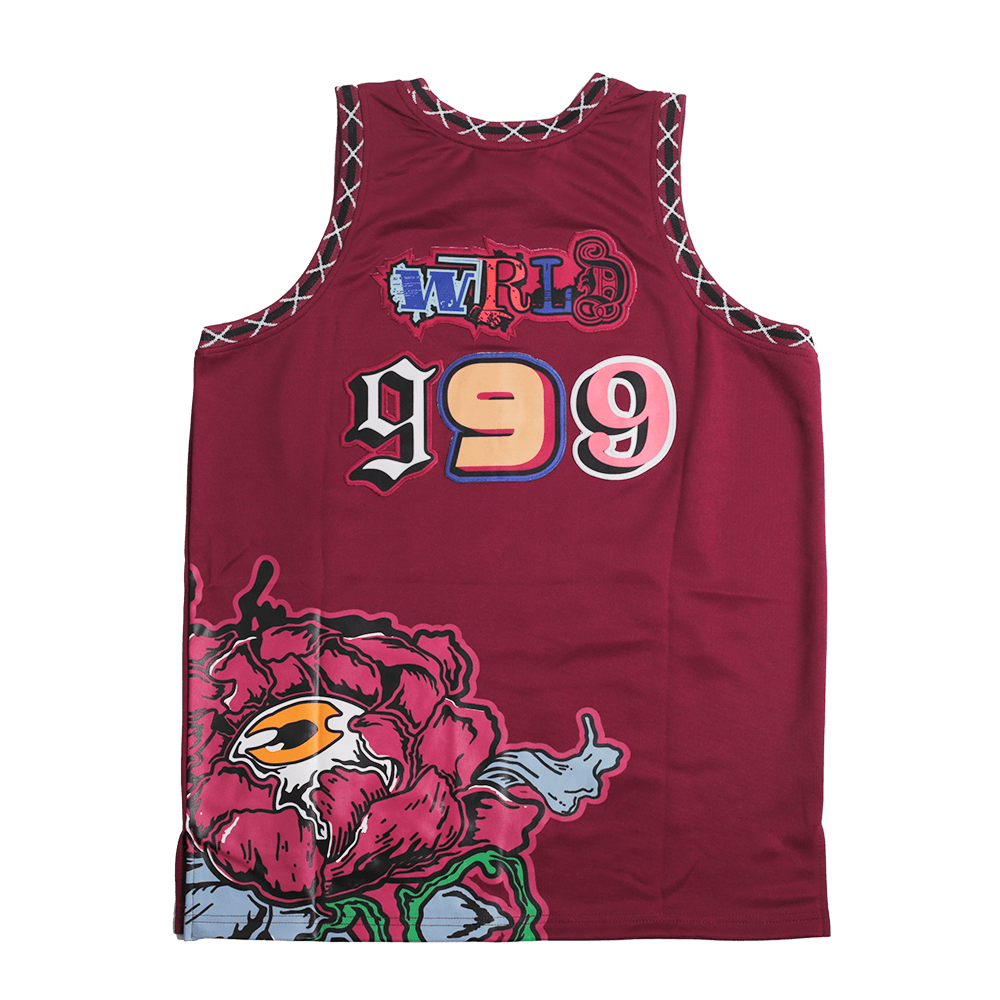 BRAND X JUICE WRLD 999 YOUTH CRANBERRY BASKETBALL JERSEY - Allstarelite.com