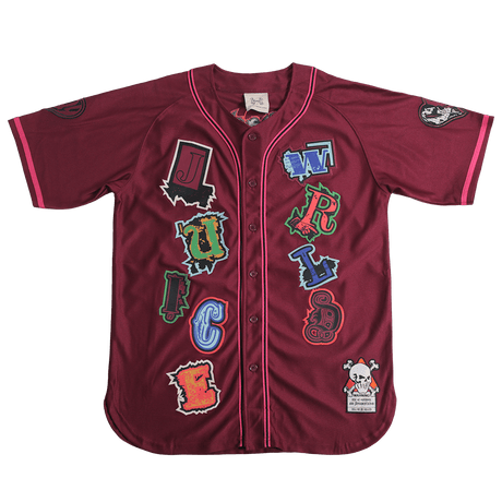 BRAND X JUICE WRLD FIGHTING DEMONS YOUTH PURPLE BASEBALL JERSEY - Allstarelite.com