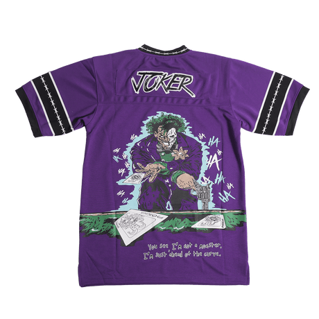 BRAND X WHY SO SERIOUS JOKER PURPLE YOUTH FOOTBALL JERSEY - Allstarelite.com