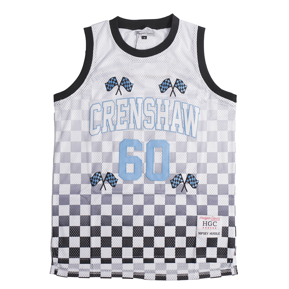 CRENSHAW CHECKER FLAG BASKETBALL JERSEY WHITE - Allstarelite.com