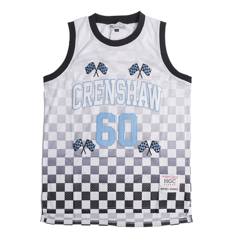 CRENSHAW CHECKER FLAG BASKETBALL JERSEY WHITE - Allstarelite.com