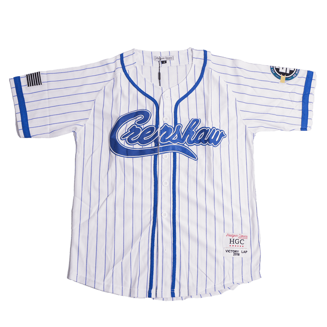 CRENSHAW PINSTRIPE BASEBALL JERSEY WHITE/BLUE - Allstarelite.com