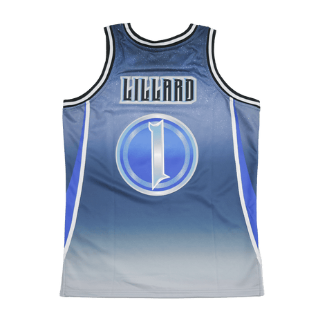 DAMIAN LILLARD ALTERNATE GRAY/BLUE HIGH SCHOOL BASKETBALL JERSEY - Allstarelite.com