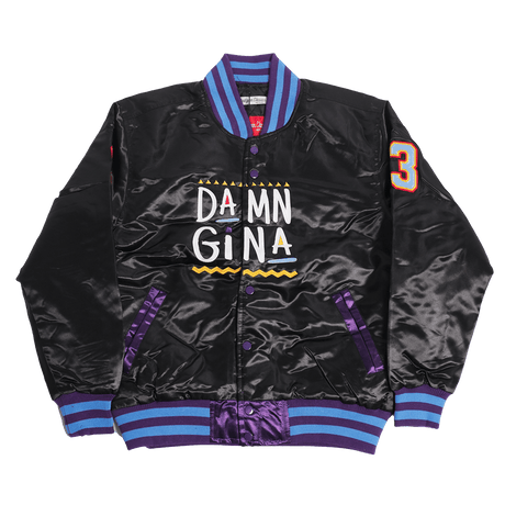 DAMN GINA MARTIN SATIN JACKET BLACK/PURPLE - Allstarelite.com