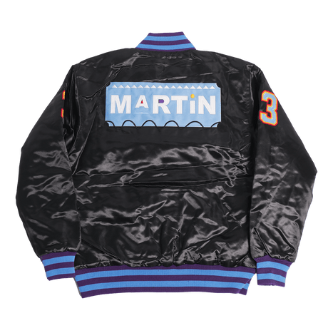 DAMN GINA MARTIN SATIN JACKET BLACK/PURPLE - Allstarelite.com