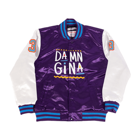 DAMN GINA MARTIN SATIN JACKET WHITE/PURPLE - Allstarelite.com