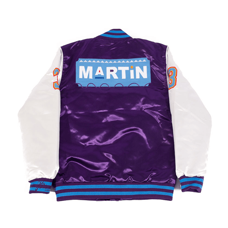 DAMN GINA MARTIN SATIN JACKET WHITE/PURPLE - Allstarelite.com