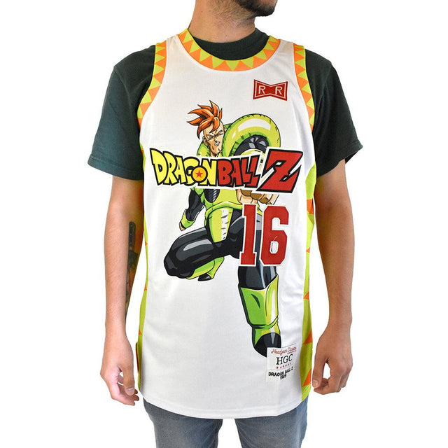 DBZ ANDROID 16 WHITE BASKETBALL JERSEY - Allstarelite.com