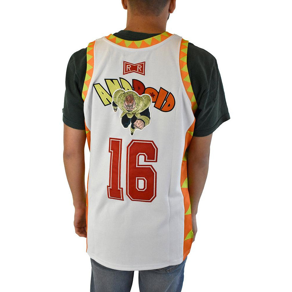 DBZ ANDROID 16 WHITE BASKETBALL JERSEY - Allstarelite.com