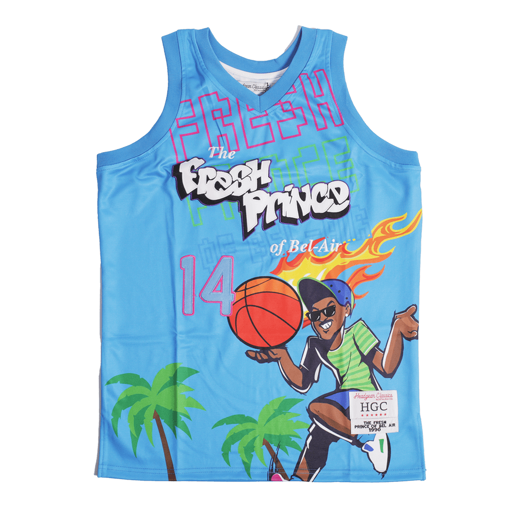 FRESH PRINCE ALL OVER BASKETBALL JERSEY BLUE - Allstarelite.com