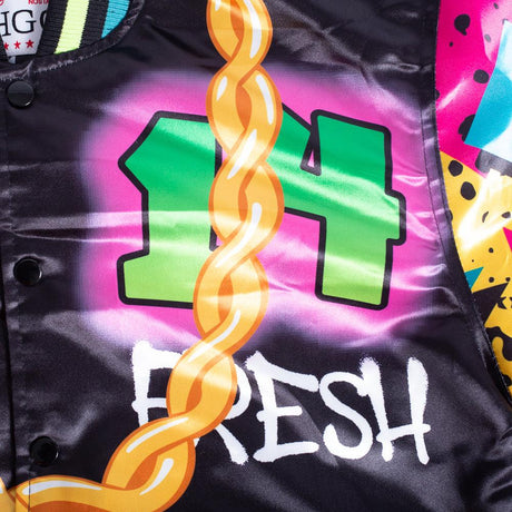 FRESH PRINCE FRESH AIR GRAFFITI YOUTH SATIN JACKET BLACK - Allstarelite.com