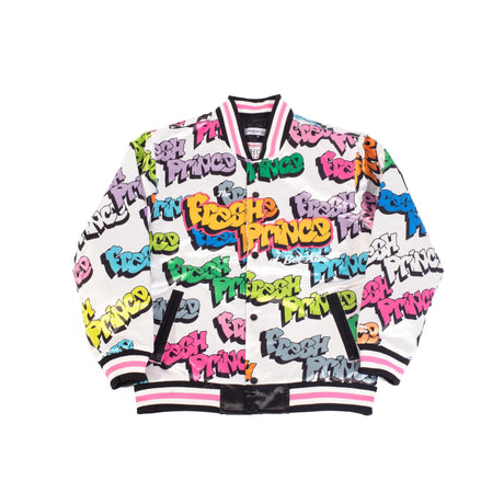 FRESH PRINCE GRAFFITI WHITE SATIN JACKET - Allstarelite.com