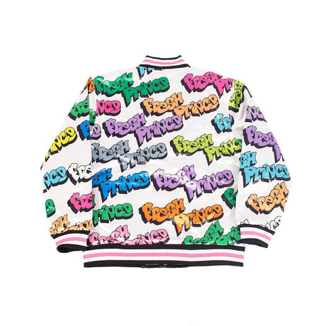 FRESH PRINCE GRAFFITI WHITE SATIN JACKET - Allstarelite.com