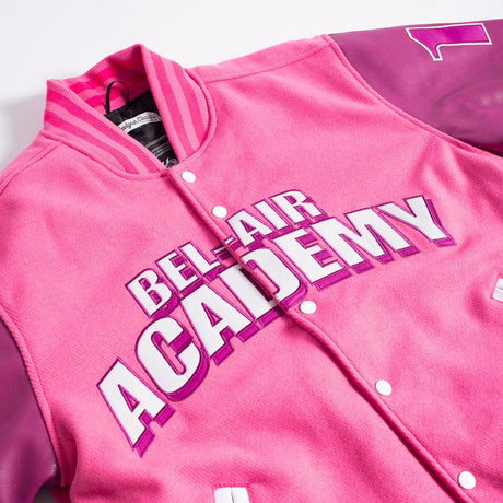 Fresh Prince of Bel-Air Academy Varsity Jacket In Pink - Allstarelite.com