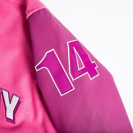 Fresh Prince of Bel-Air Academy Varsity Jacket In Pink - Allstarelite.com