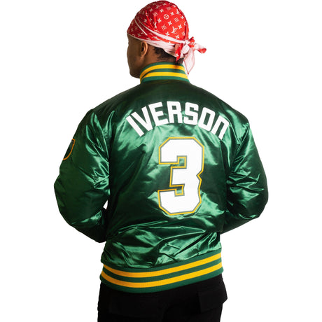 Green Allen Iverson Bethel High School Satin Jacket - Allstarelite.com