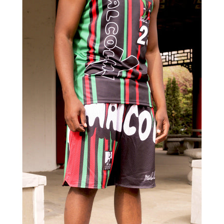 MALCOLM X RED & GREEN BASKETBALL SHORTS - Allstarelite.com