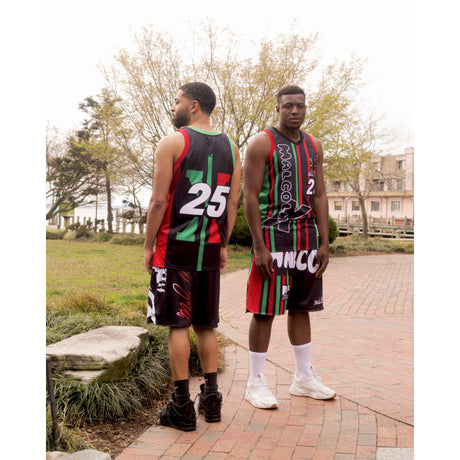 MALCOLM X RED & GREEN BASKETBALL SHORTS - Allstarelite.com