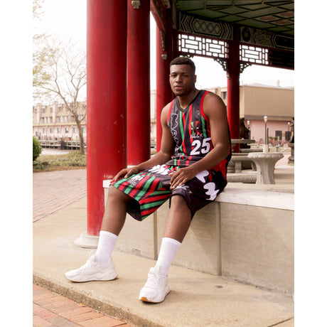 MALCOLM X RED & GREEN BASKETBALL SHORTS - Allstarelite.com