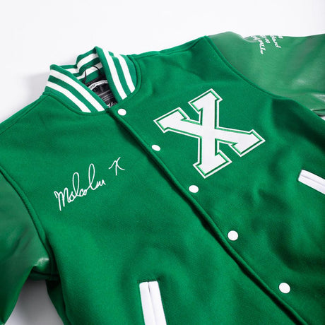 Malcolm X Varsity Jacket In Green - Allstarelite.com