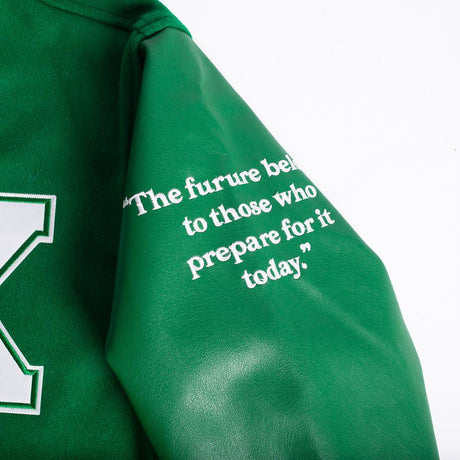 Malcolm X Varsity Jacket In Green - Allstarelite.com