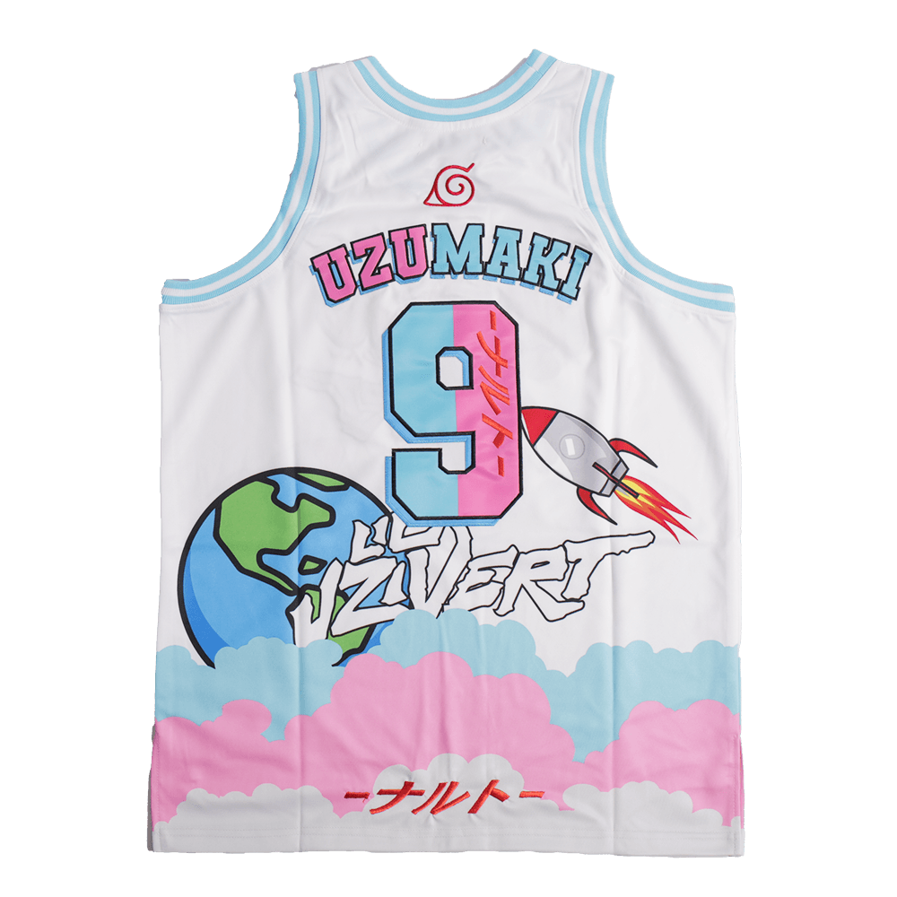 NARUTO X UZI VERT BASKETBALL JERSEY WHITE - Allstarelite.com