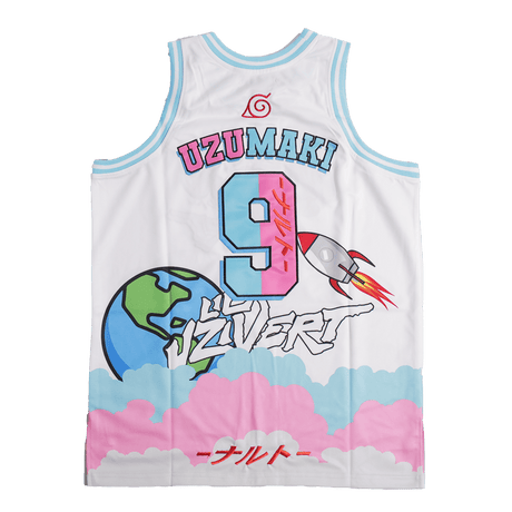 NARUTO X UZI VERT BASKETBALL JERSEY WHITE - Allstarelite.com