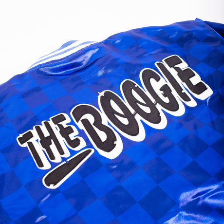 NIPSEY HUSSLE BOOGIE VARSITY JACKET IN BLUE - Allstarelite.com