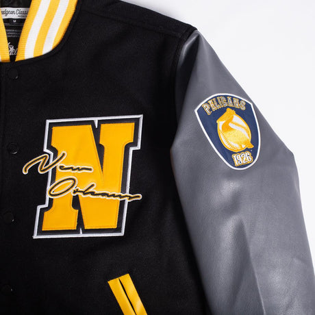 NOLA Black Pelicans Negro League Varsity Jacket In Black - Allstarelite.com