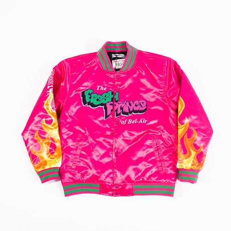 PINK FRESH PRINCE FLAMES SATIN JACKET - Allstarelite.com