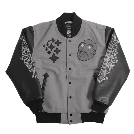 SHOOTOUT TOURNAMENT TUPAC GRAY YOUTH VARSITY JACKET - Allstarelite.com