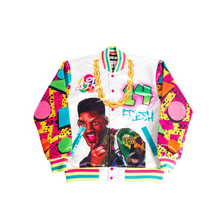 The Fresh Prince Fresh Air Graffiti Satin Jacket White - Allstarelite.com