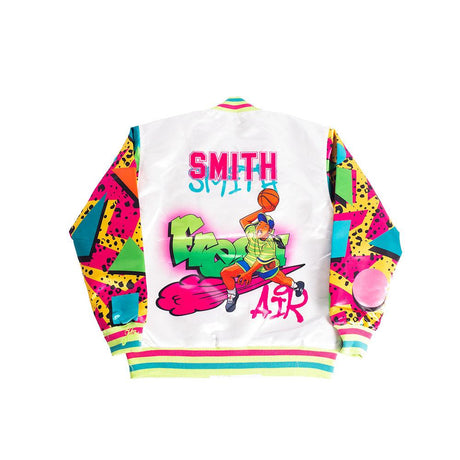 The Fresh Prince Fresh Air Graffiti Satin Jacket White - Allstarelite.com