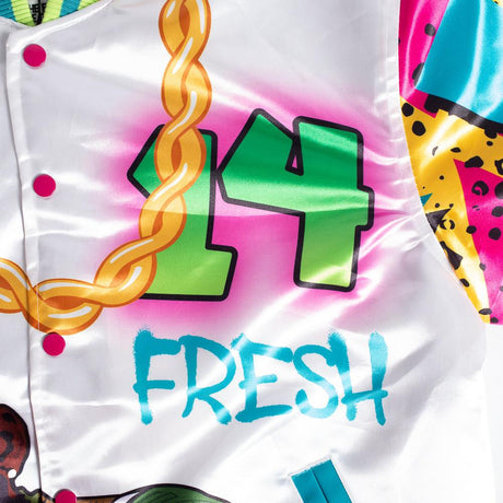 The Fresh Prince Fresh Air Graffiti Satin Jacket White - Allstarelite.com