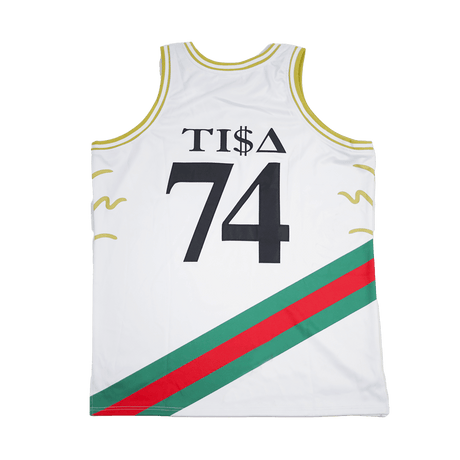 TISA STRIPED BASKETBALL JERSEY WHITE - Allstarelite.com