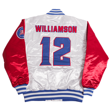 ZION WILLIAMSON HIGH SCHOOL SATIN JACKET WHITE - Allstarelite.com